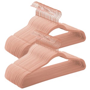 10 Grucce In Velluto Antiscivolo Con Gancio Girevole 360° – Salvaspazio, Robusti, Colore Rosa, 16,5 X 8,5 Cm