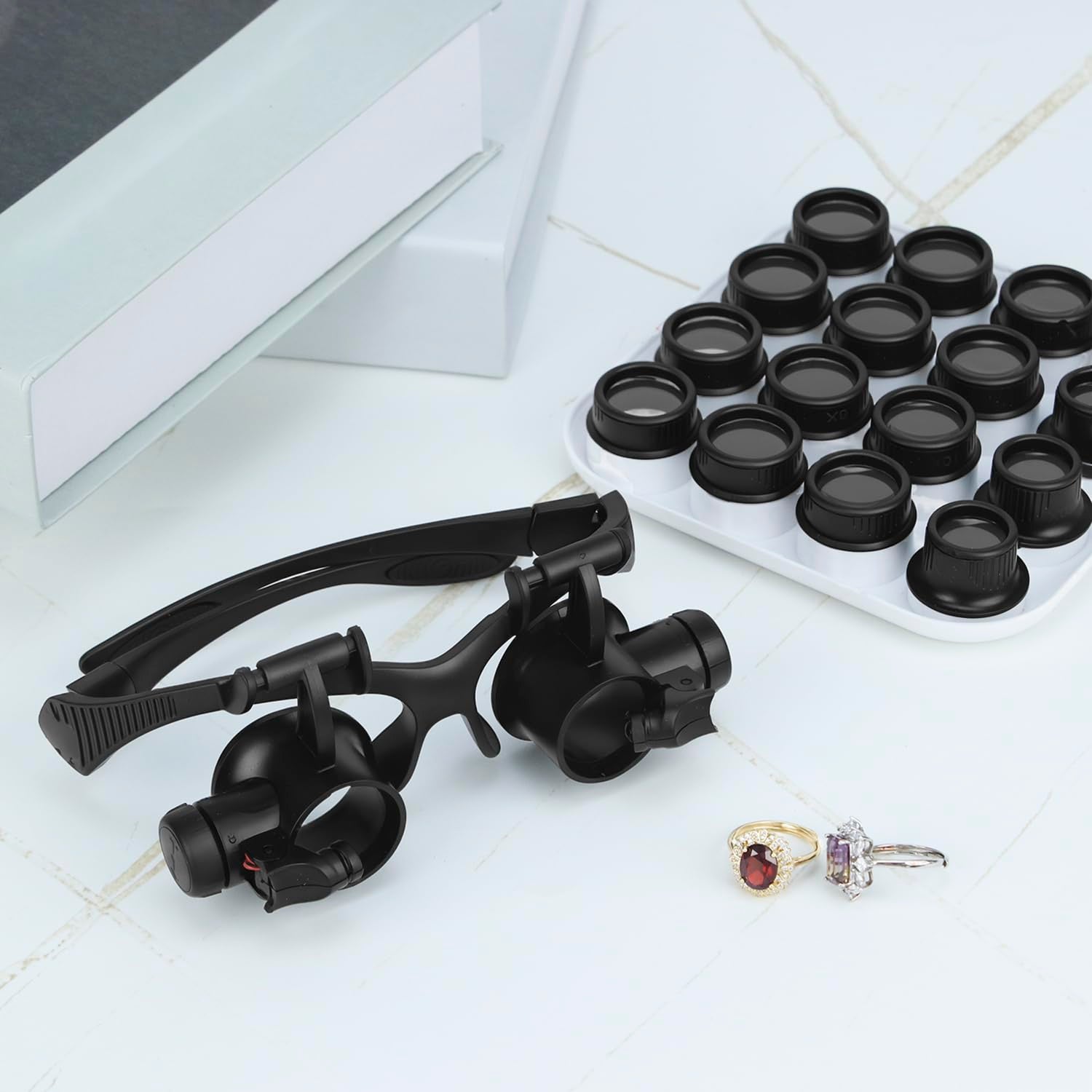 Loupe De Lunettes 20x Avec Lumière LED - Pour Réparations Fines (bijoux, Montres) - Neuf Avec étiquettes