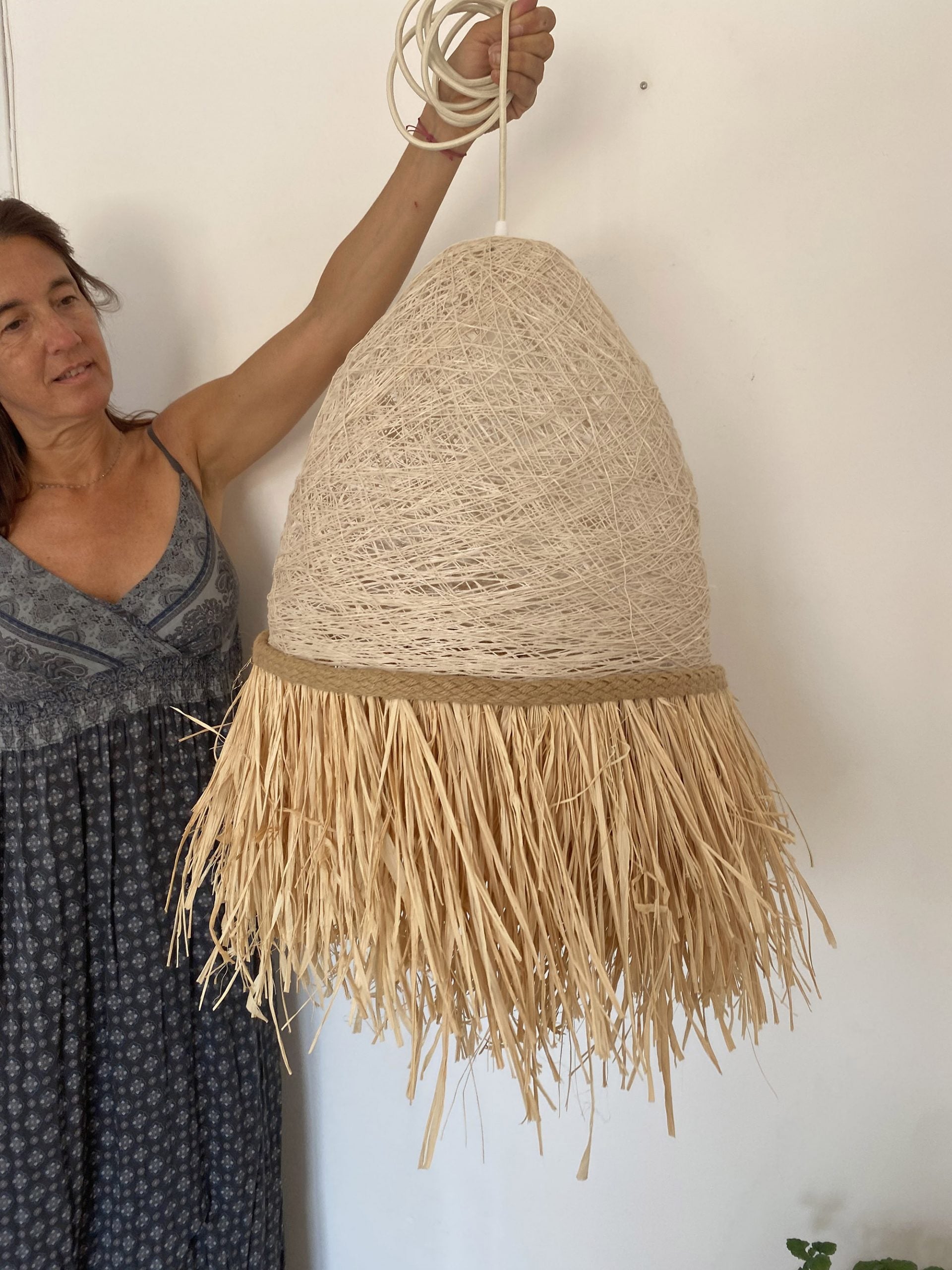 Lámpara de rafia de Techo de Rafia Natural y Fibras Naturales, Estilo ...