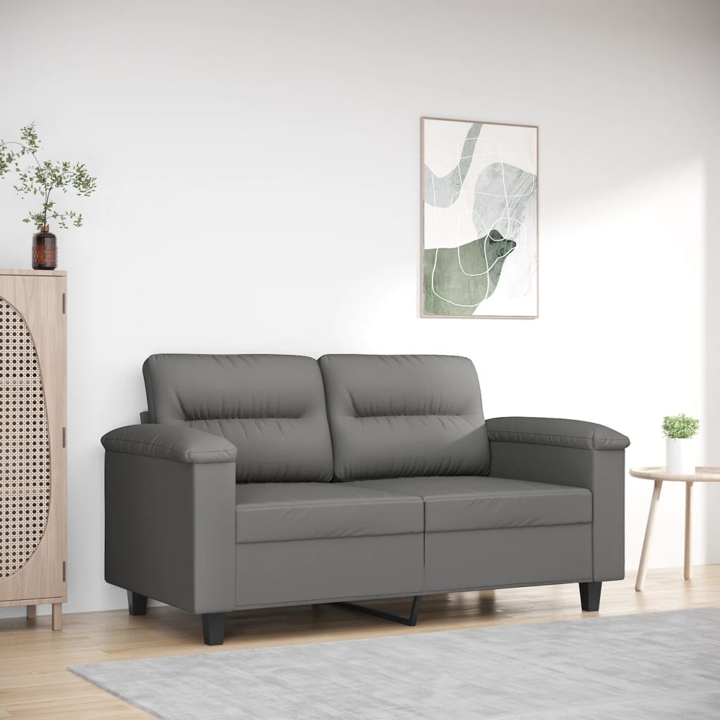 Canapé 2 Places Avec Méridienne En L 125 Cm - Velours Gris Foncé, Cadre Métal/bois, Confortable