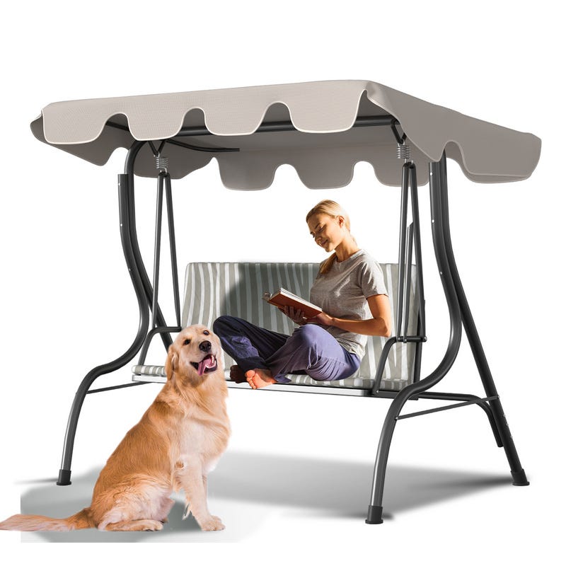 Copri Altalena Da Giardino Hollywood - Telo Impermeabile E Antivento, Grigio, Per Altalene 2-4 Posti - Foto 10