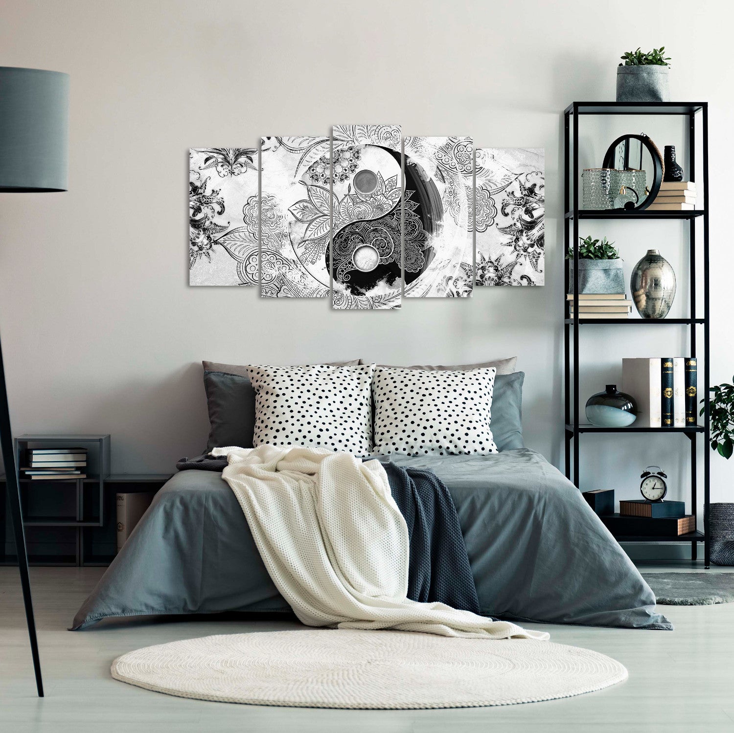 DekoArte - Impression Sur Toile Moderne | Décoration Pour Le Salon Ou Chambre | Ying Yang Zen Blanc Noir | 150x80cm - 3