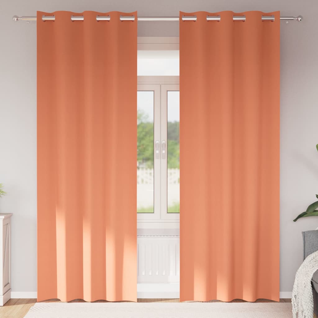 Firany blackout z kółkami 2 pcs terakota 245 x 140 cm Poliester vidaXL