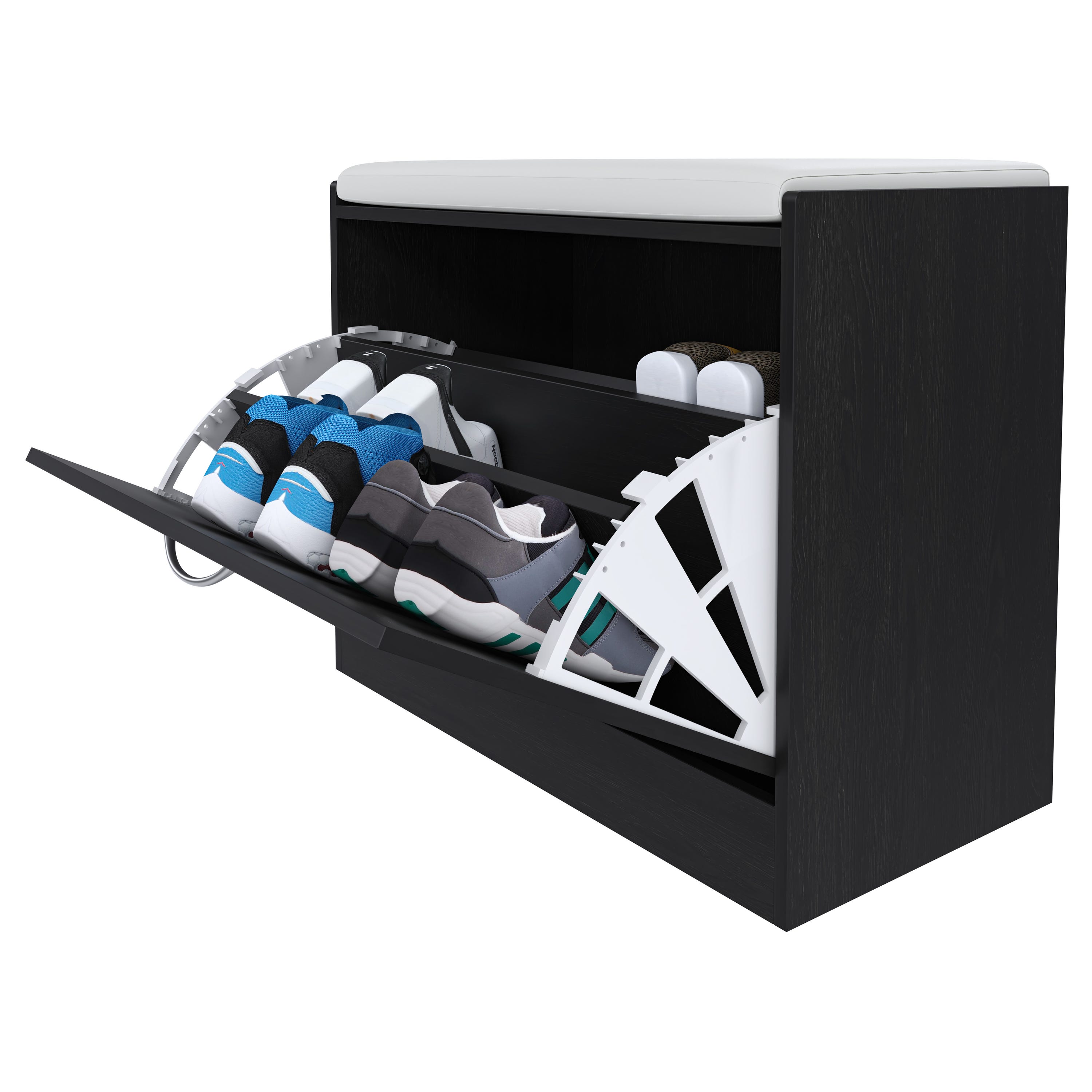 Panca Scarpiera Con Seduta Imbottita - Scarpiera Salvaspazio Per Ingresso, Corridoio, Camera, In Bambù - 90x50x32 Cm - Foto 10