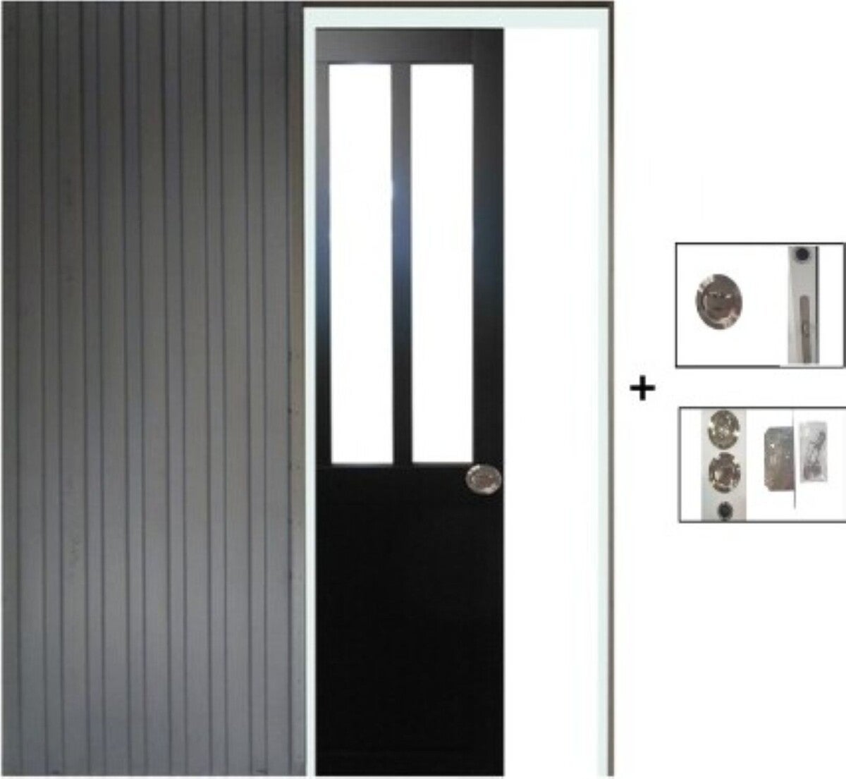 Porte Coulissante Atelier Noir H204 X L83, Galandage Gd Menuiseries ...