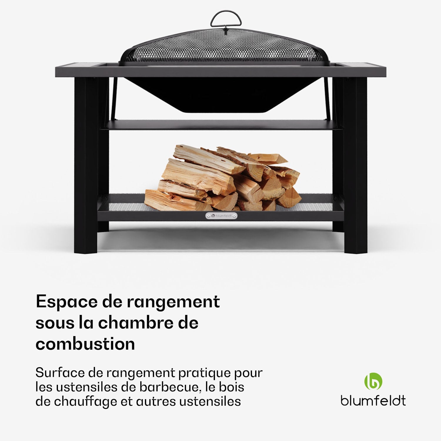 BLUMFELDT Merano Avanzato brasero 3 en 1 avec fonction barbecue utilisable comme table 87 x 87 cm Gris / argent - 6