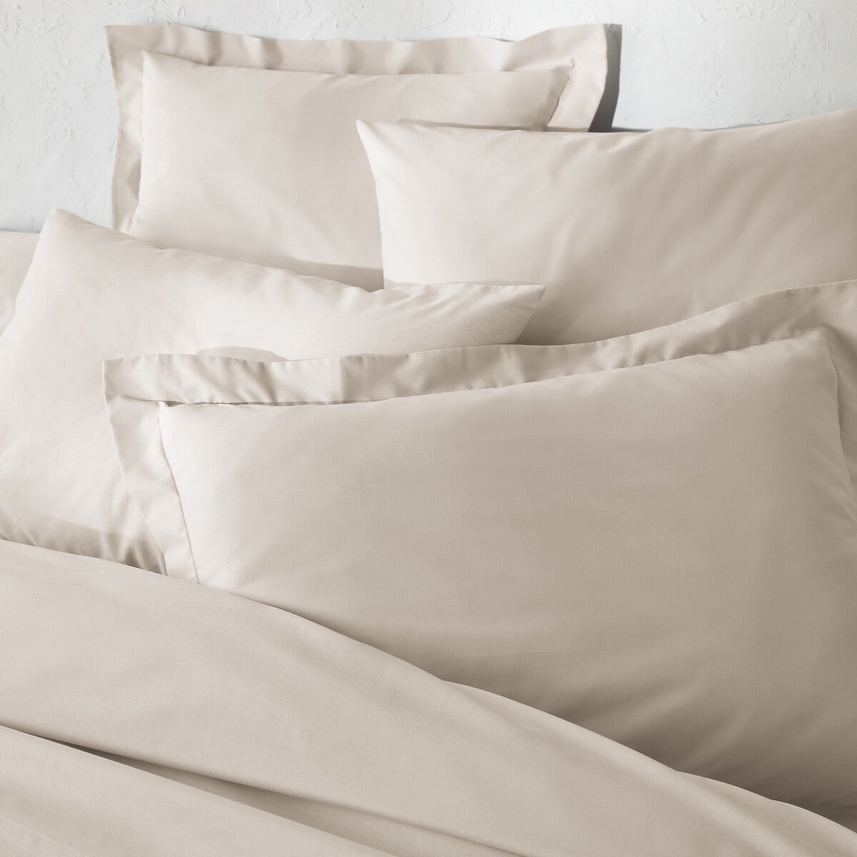 Drap housse uni polycoton, bonnet 25cm, Scenario - Beige galet - 160 x 200 cm - 4