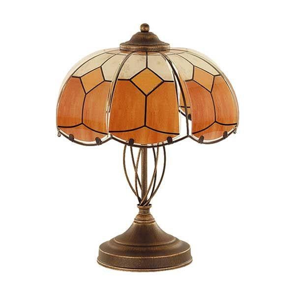 Lampa stołowa witrażowa WITRAŻ pomarańczowo-brązowa 1xE14x10W Alfa