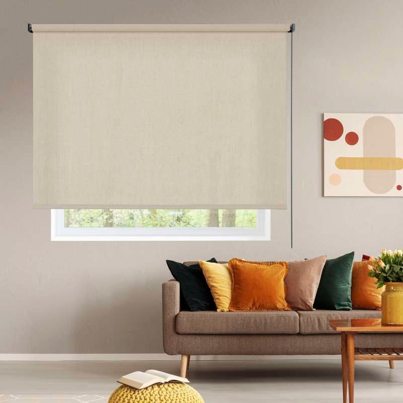 Tenda a Rullo Filtrante, Tenda Avvolgibile Traslucida Liscia Per Finestre e Porte Beige 180x180 cm - 6