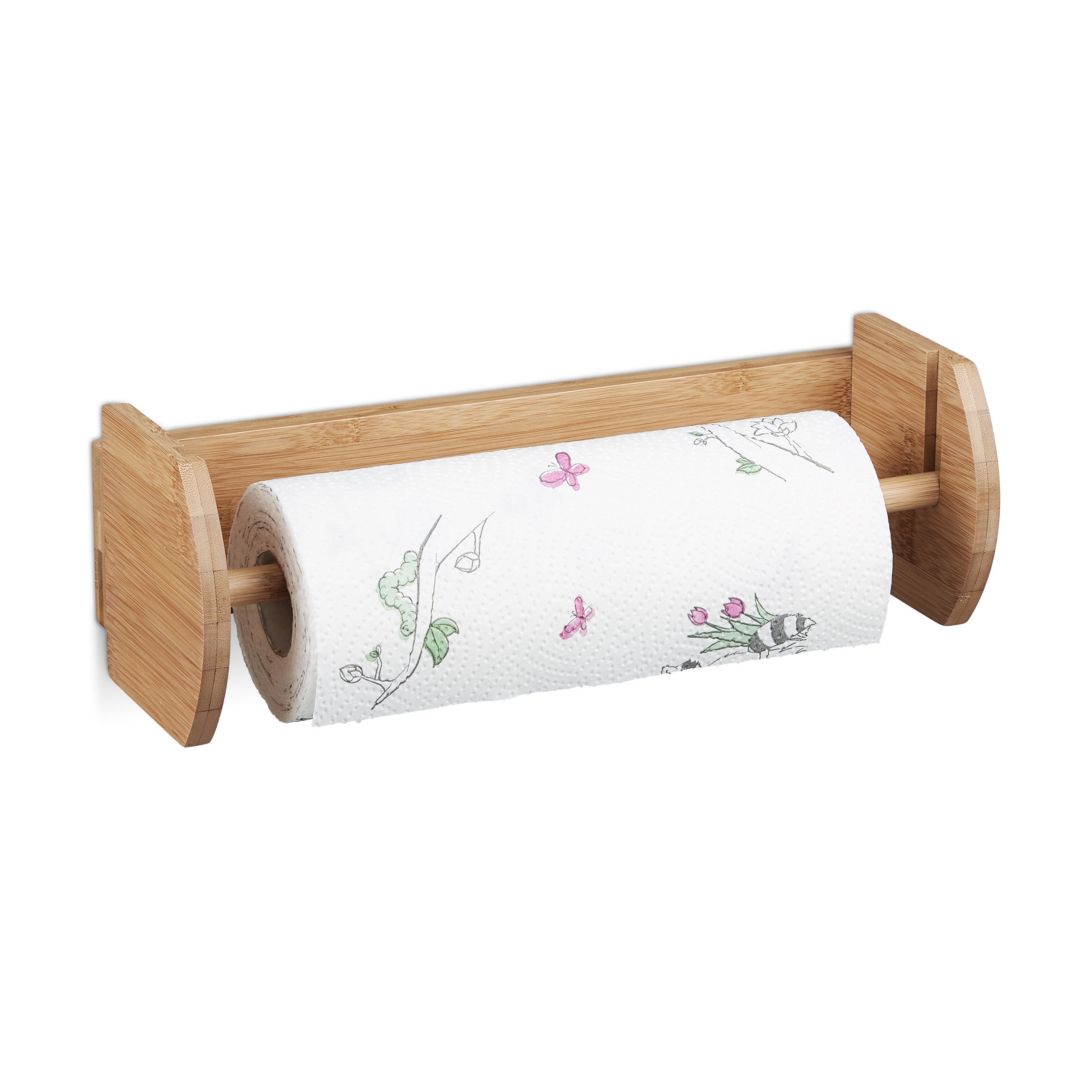 Relaxdays Portarotoli Carta Igienica In Bambù – Contenitore Per 3 Rotoli, Salvaspazio, H 33,5 Cm, Naturale