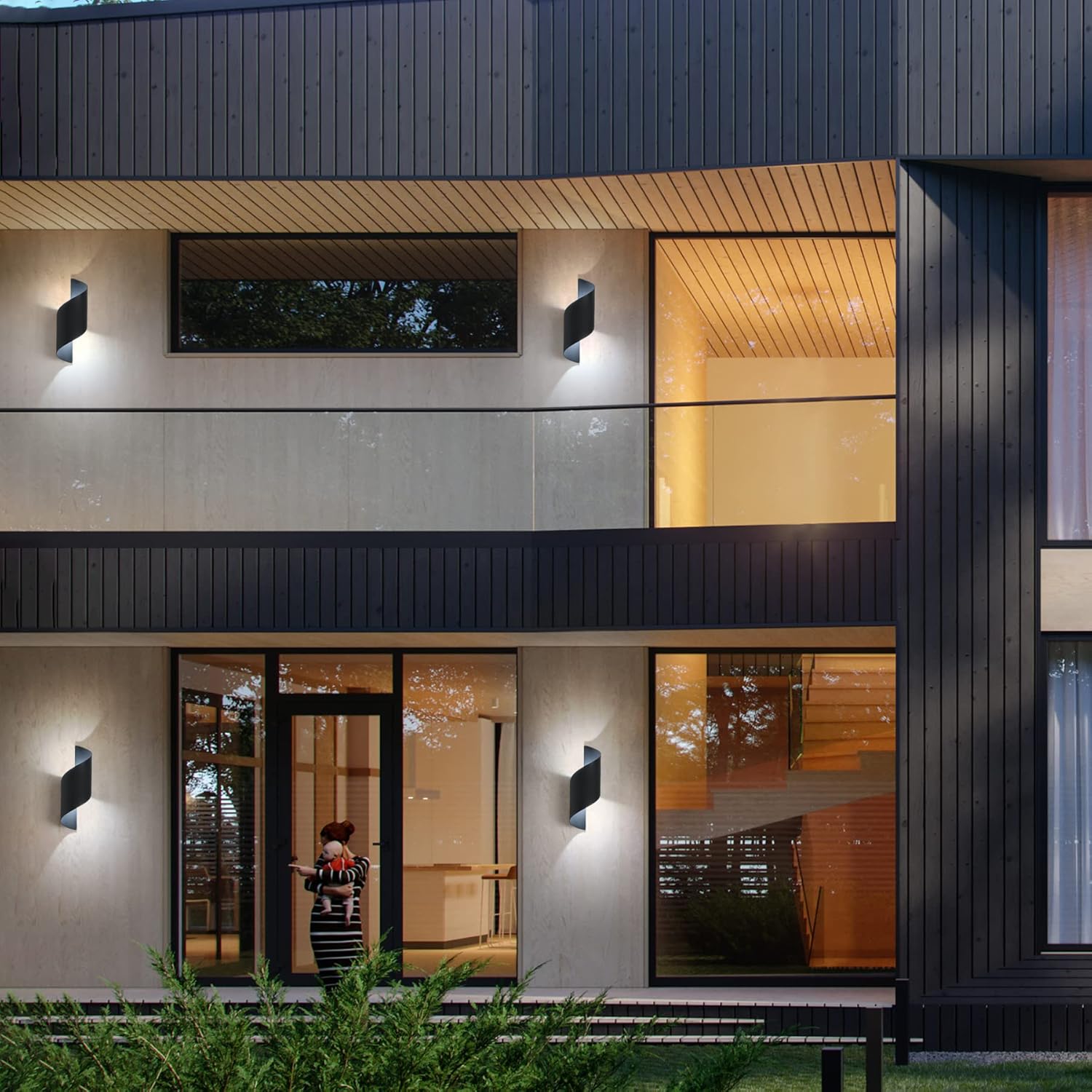 Zewnętrzna lampa ścienna LED 12 W, ciepłe światło 3000 K, spiralny kształt, wodoodporność IP65, kolor biały - 7