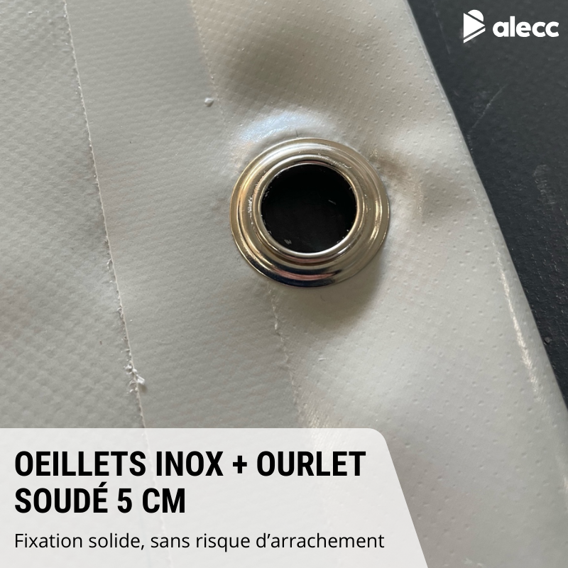 Bâche remorque Erdé Expert XR 302 – 310 x 169 x 10 cm – PVC 640g/m² étanche & renforcé – Gris – Fabrication française - 2