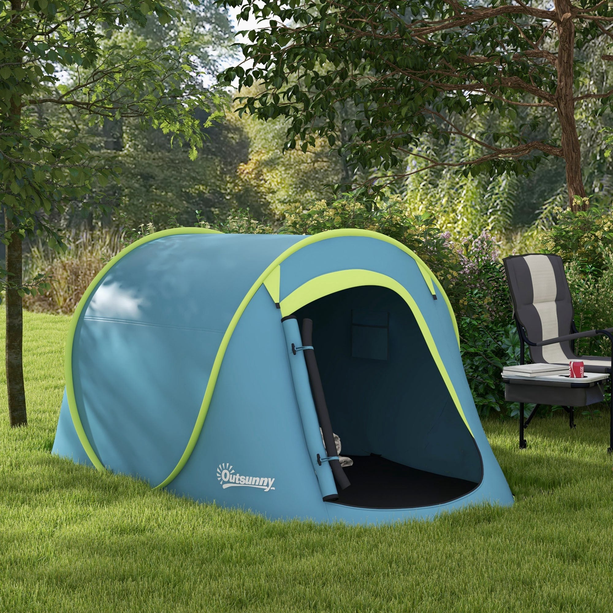 Tente de camping 2-3 personnes étanche 2000 mm avec sac de transport pour la randonnée 245x148x105 cm Bleu - 4