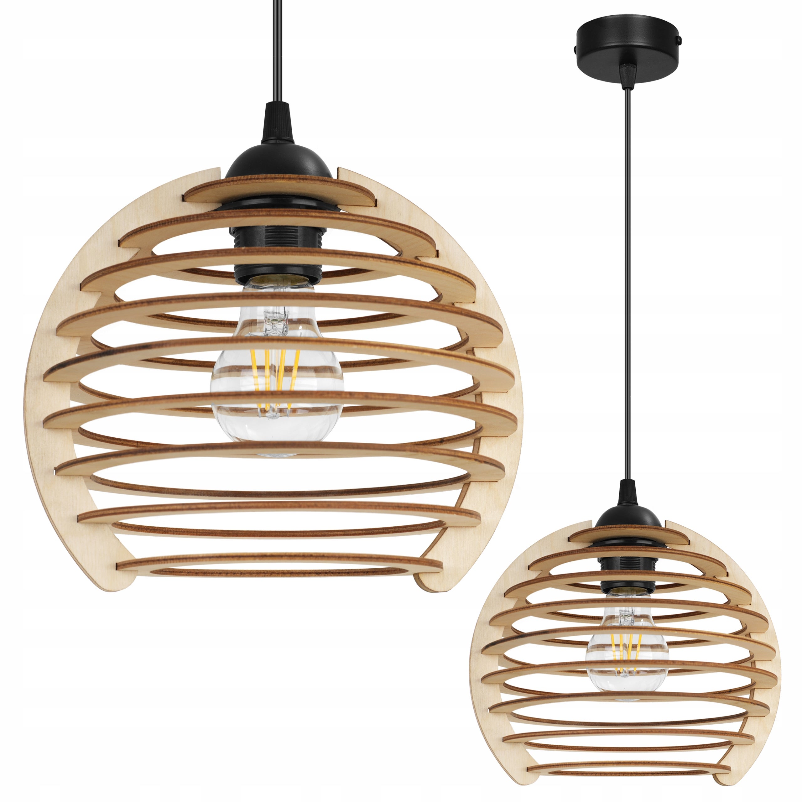 Lampa sufitowa wisząca Timber glam 1xE27 abażur kula drewniana Light Home LH