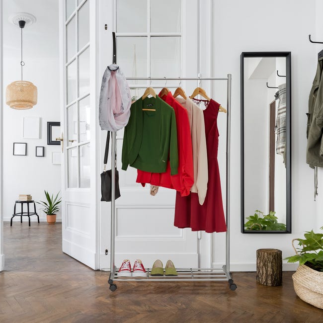 Relaxdays Portant sur roues, HxLxP 165x80x44 cm, métal