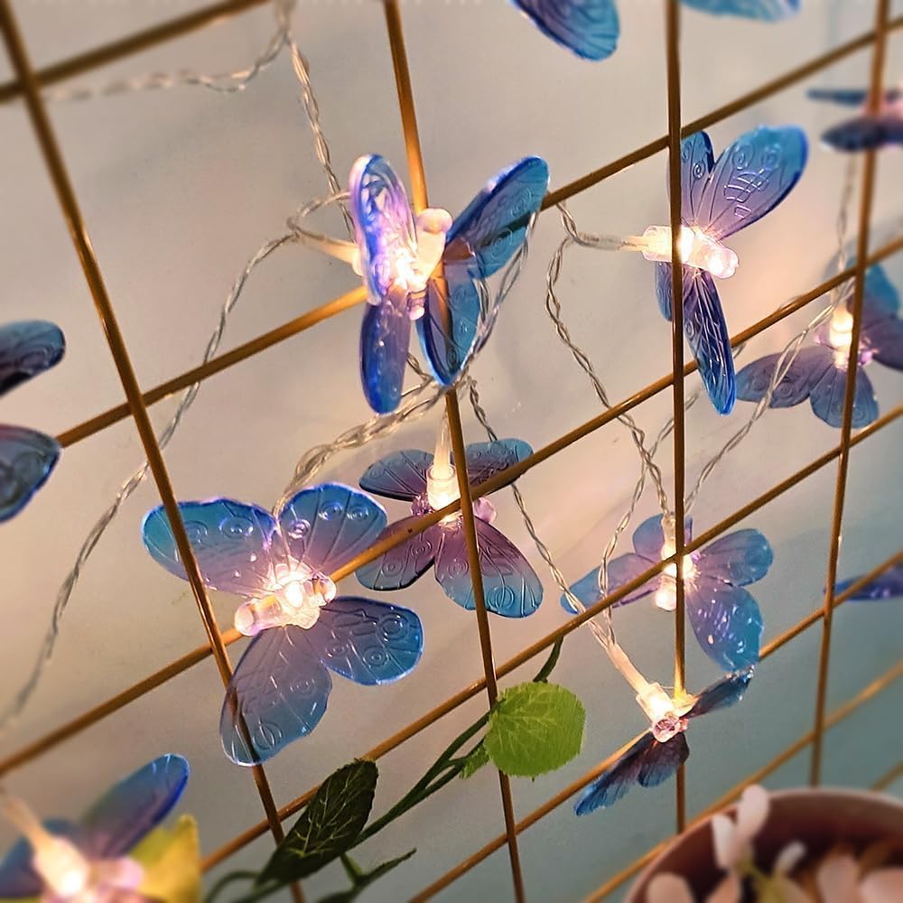 Guirlande Lumineuse Papillon LED 3 Mètres - 20 Lumières USB Blanc Chaud - Décoration Noël, Mariage, Chambre, Extérieur - 3