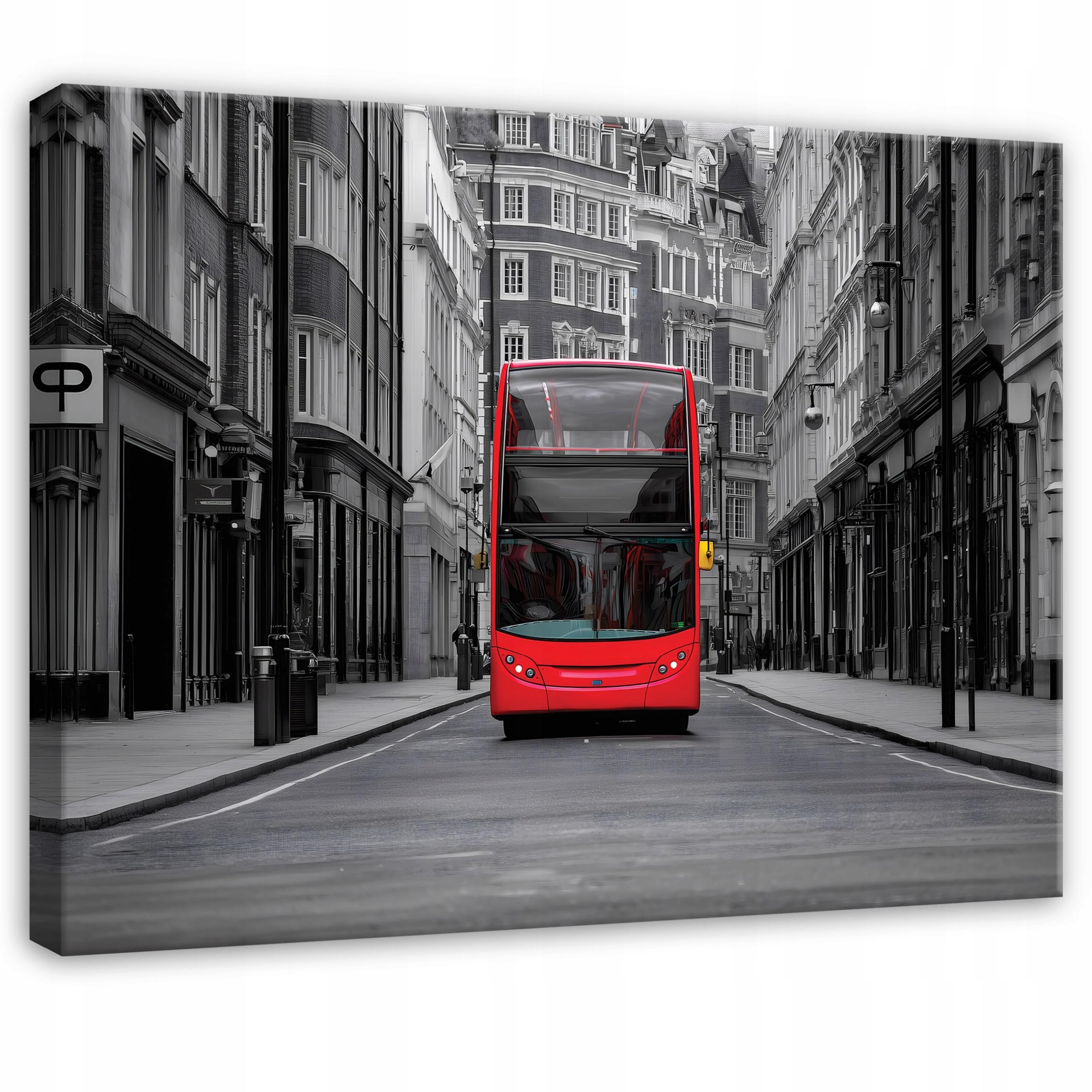 Tablou Canvas Bus negru alb oras Tablou decorativ Living Bucatarie Tablouri de perete 90x60 cm