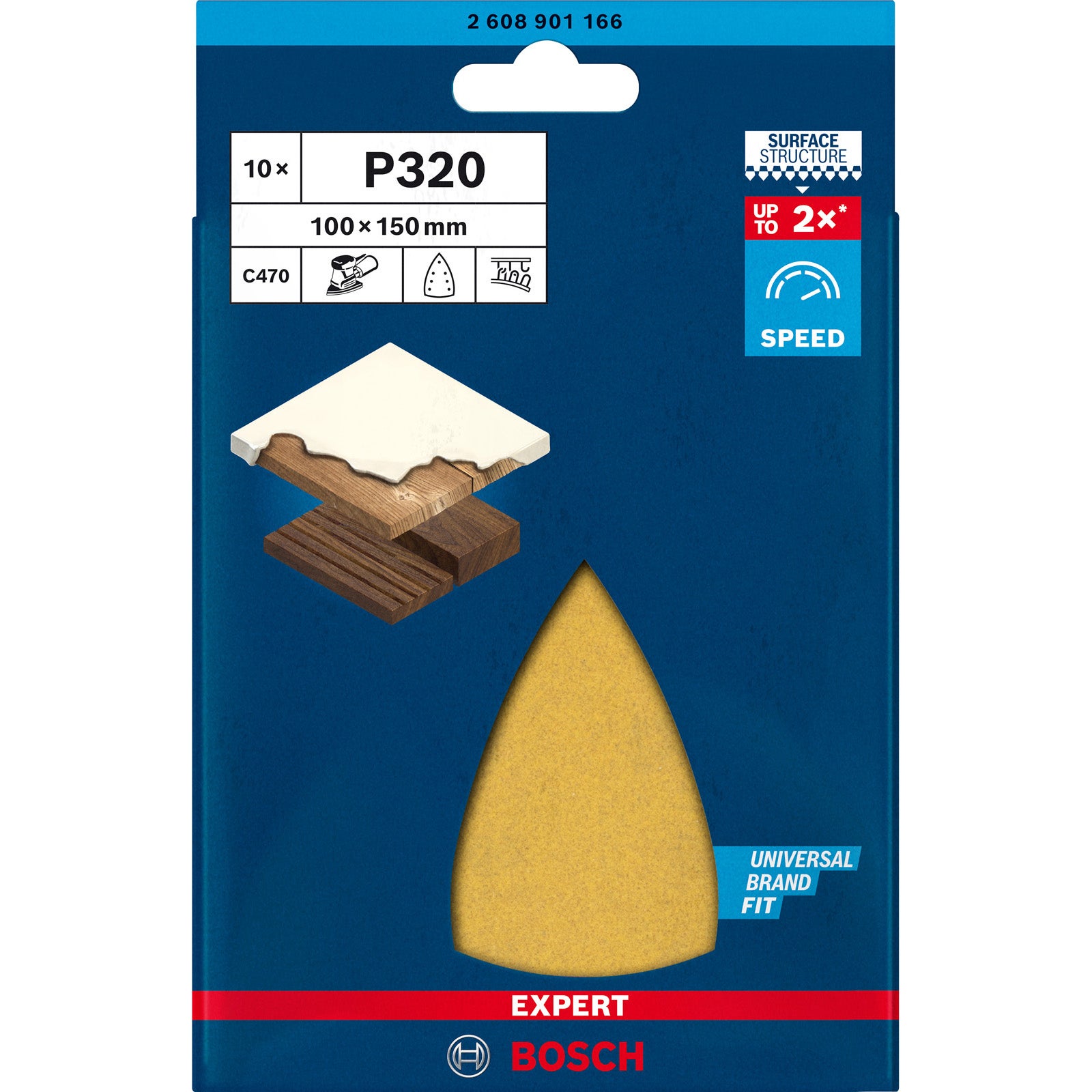 Bosch Professional 10x Carte abrasive Expert C470 con 7 fori (per Legno duro, Vernice su legno, 100x150 mm, Grana 320, accessorio Levigatrice palmare) - 8