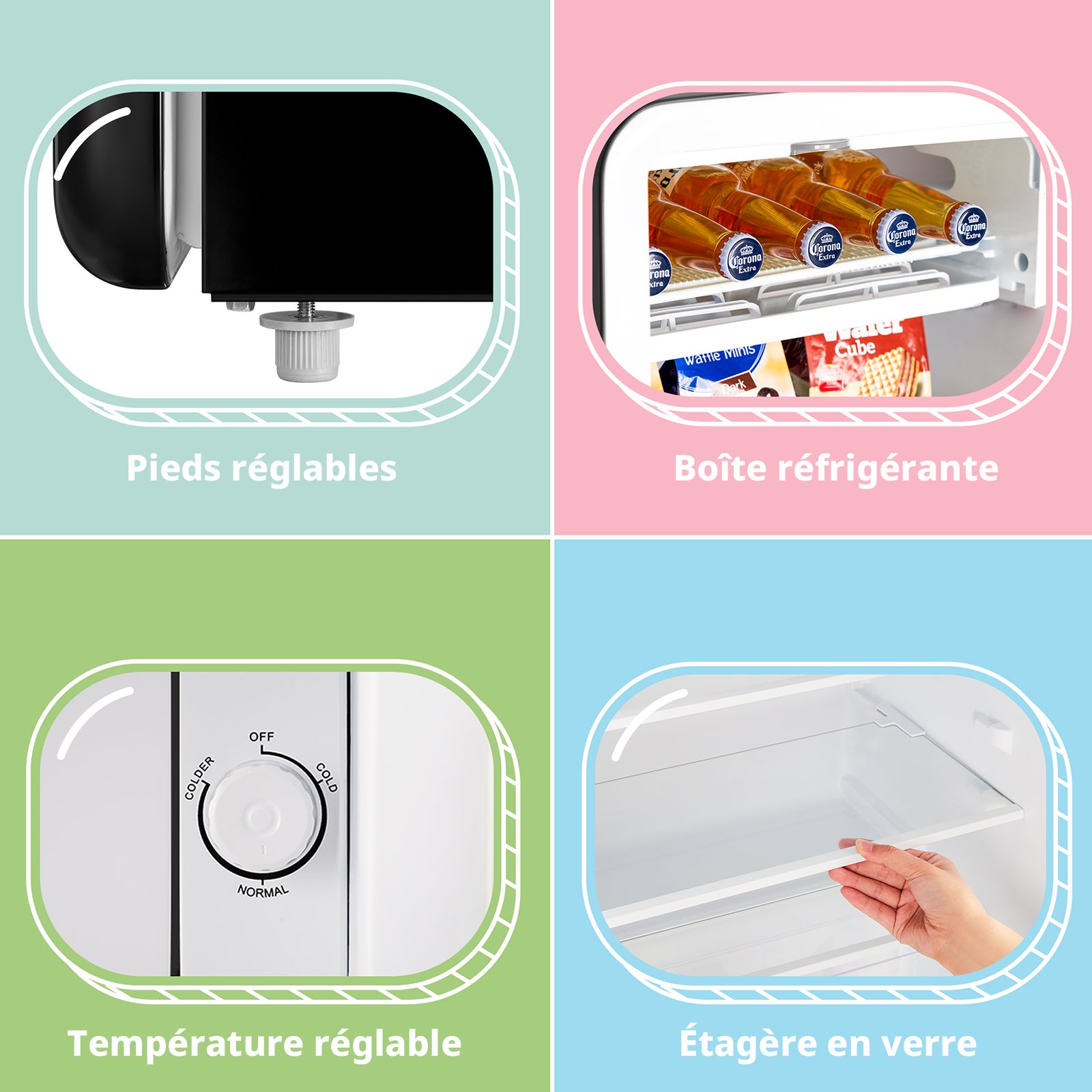 Réfrigérateur Table Top Vintage Comfee RCD93DK2RT(E) - 93L - Classe E - 48.8*49*83.5 cm - Noir - 7