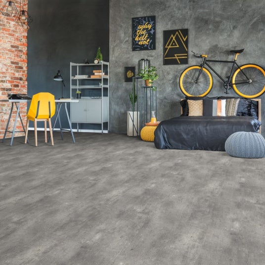 Sol PVC Textile - Aspect béton griffé gris - Rouleau de 4m x 3m - 3