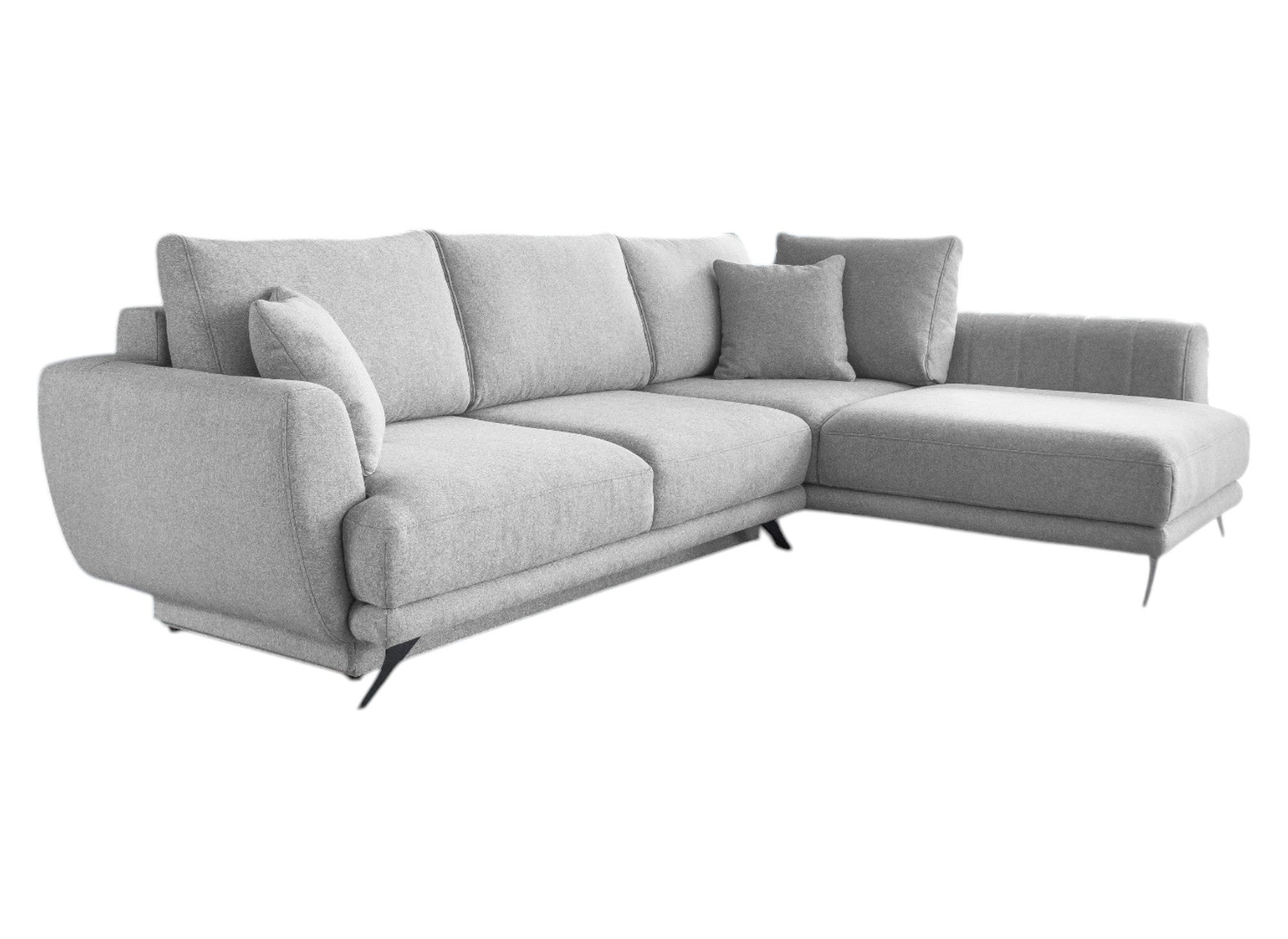 Canapé convertible angle droit tissu gris souris Savary 280cm | Leroy ...