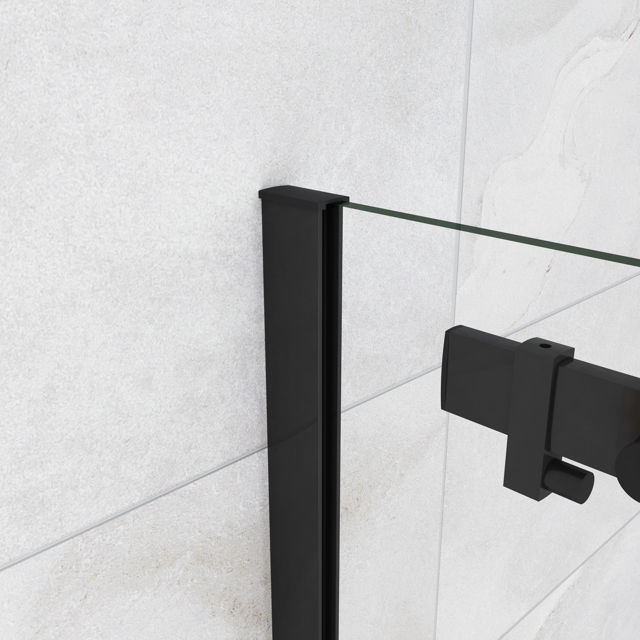 AICA cabine de douche coulissante 120x80x200cm porte de douche + paroi latérale Hauteur 200cm En 8mm verre anticalcaire profilé noir mat - 4