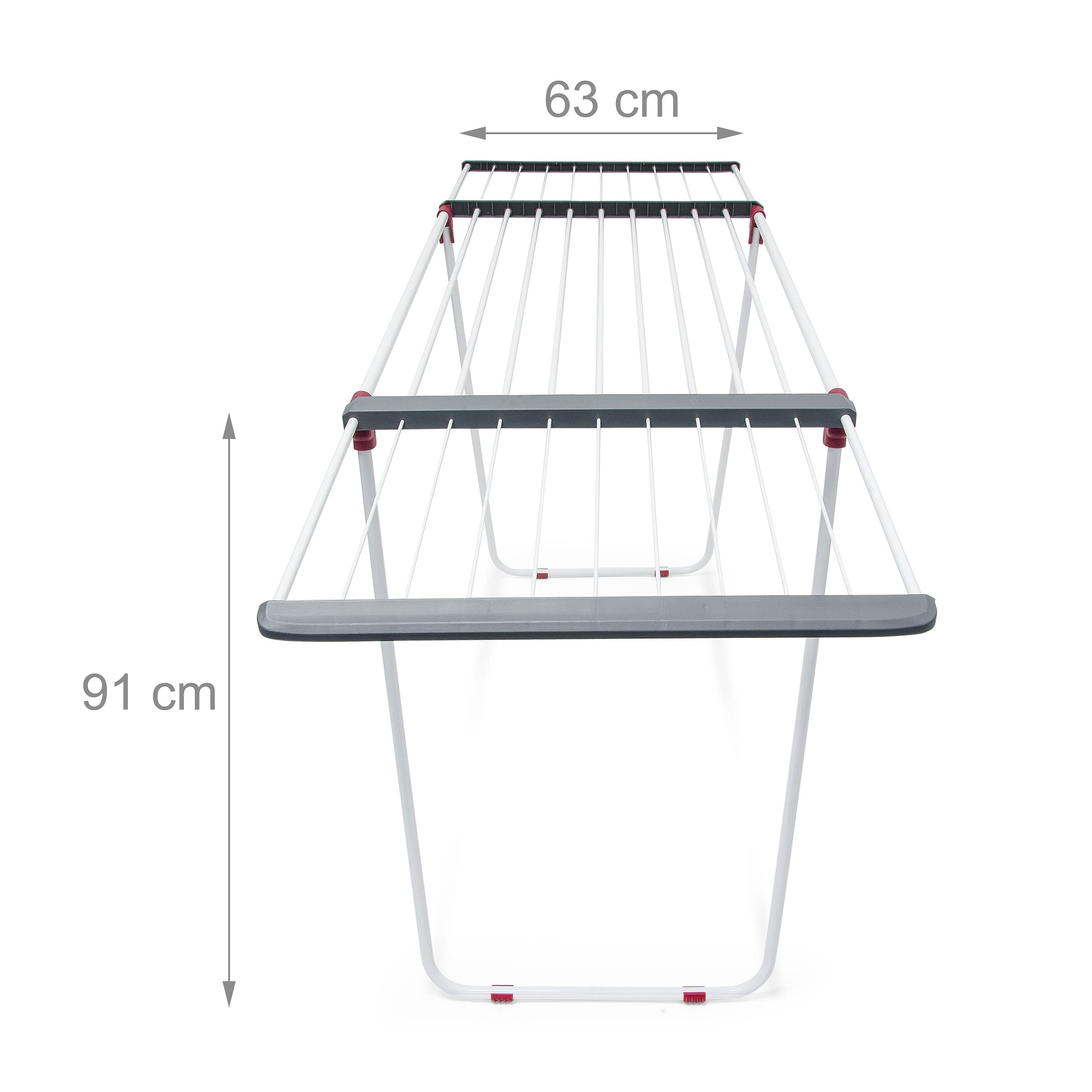 Séchoir à linge sur pied rétractable pour intérieur/extérieur avec rallonges, blanc et gris, Relaxdays - 9