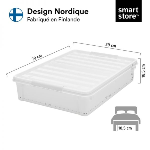Boîte de rangement sous lit à roulettes 60 litres - 2