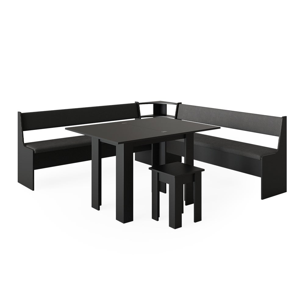 Vicco Grupa ławek narożnych Roman, Czarny, 210 x 210 cm z tabelą