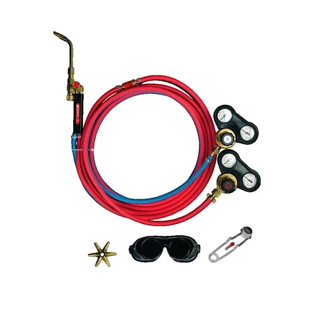Kit soudeur KORO oxyacétylénique ( chalumeau + tuyau 5m + ARF + détendeur + lunette + Etoile 6 becs) Guilbert Express
