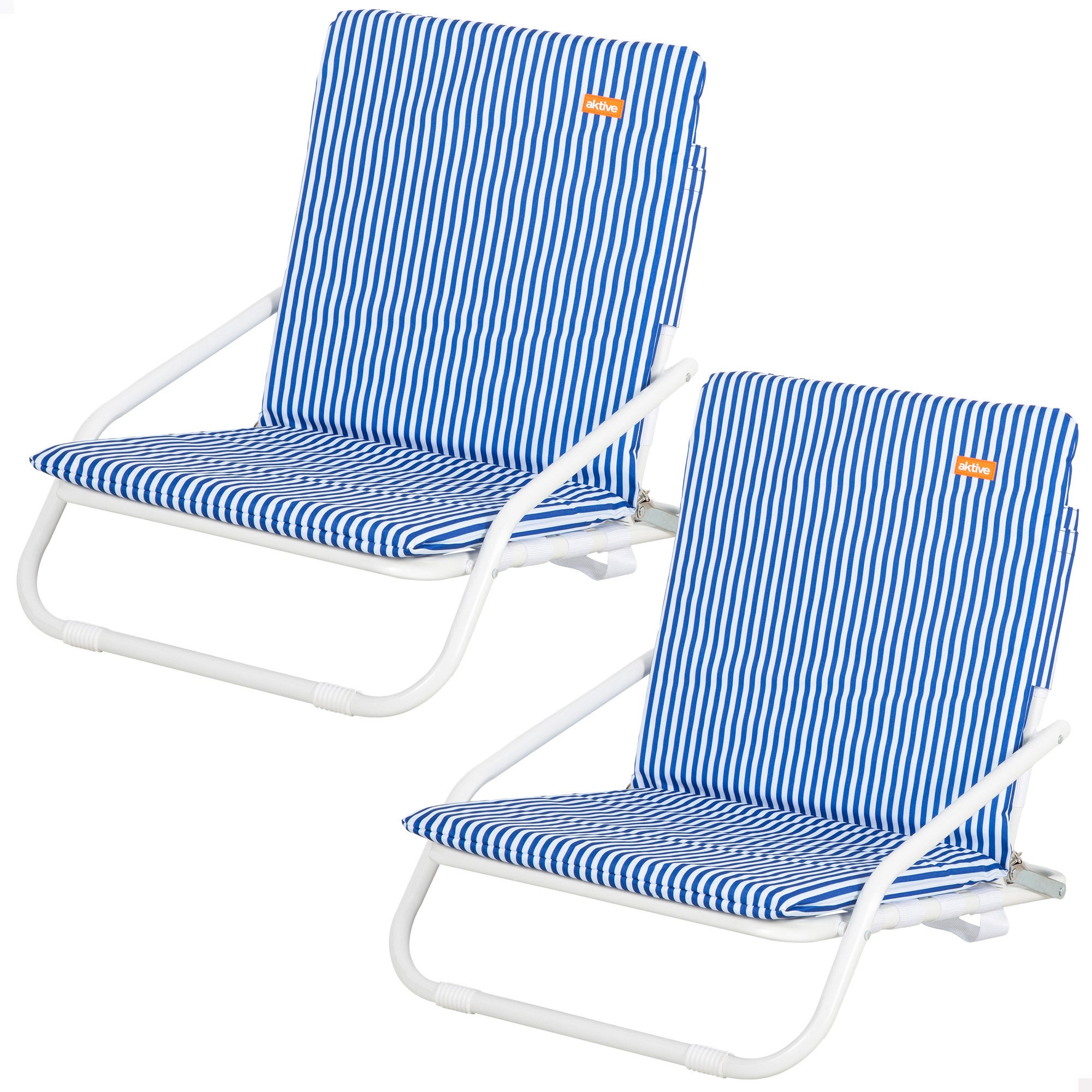 Aktive pack 2 sillas playa bajas 46x60x50 cm rayas marineras con bolsillo trasero