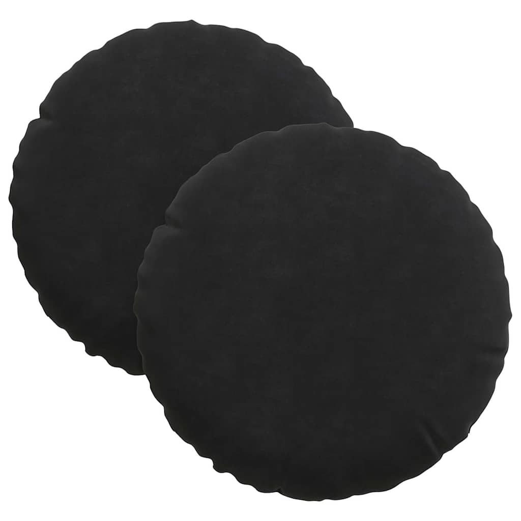 Cojines de asiento de 2 piezas de terciopelo negro, Ø 30 × 13 cm - 2