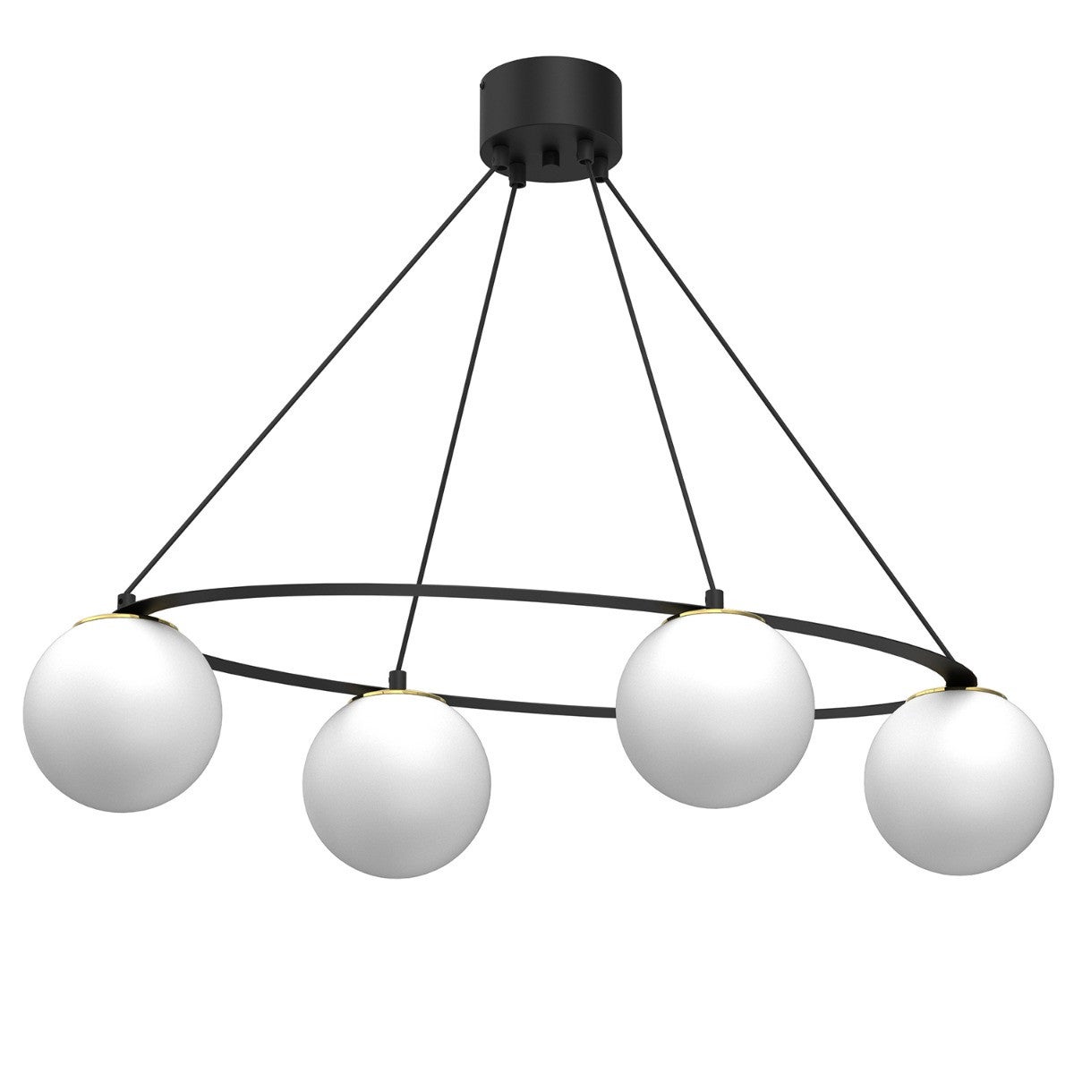 Lampa wisząca Ballo czarny matowa-biała-złota 4xE27x15W minimalistyczna wym: 110 x 85 x 45 cm szkło Luminex