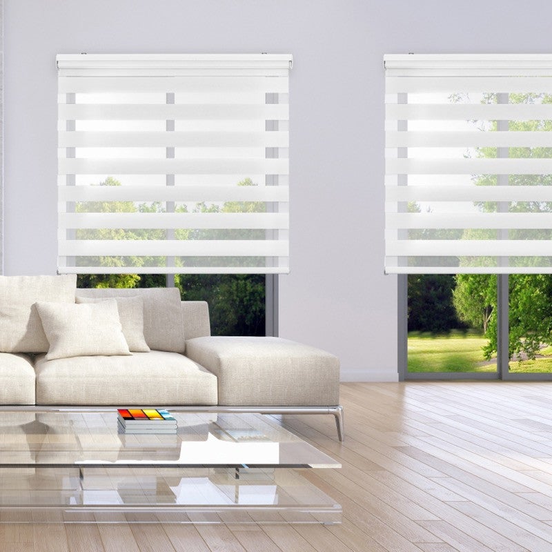 Estores noche y día duolux, estores enrollables de interior para salón, cocina, blanco 160x180cm