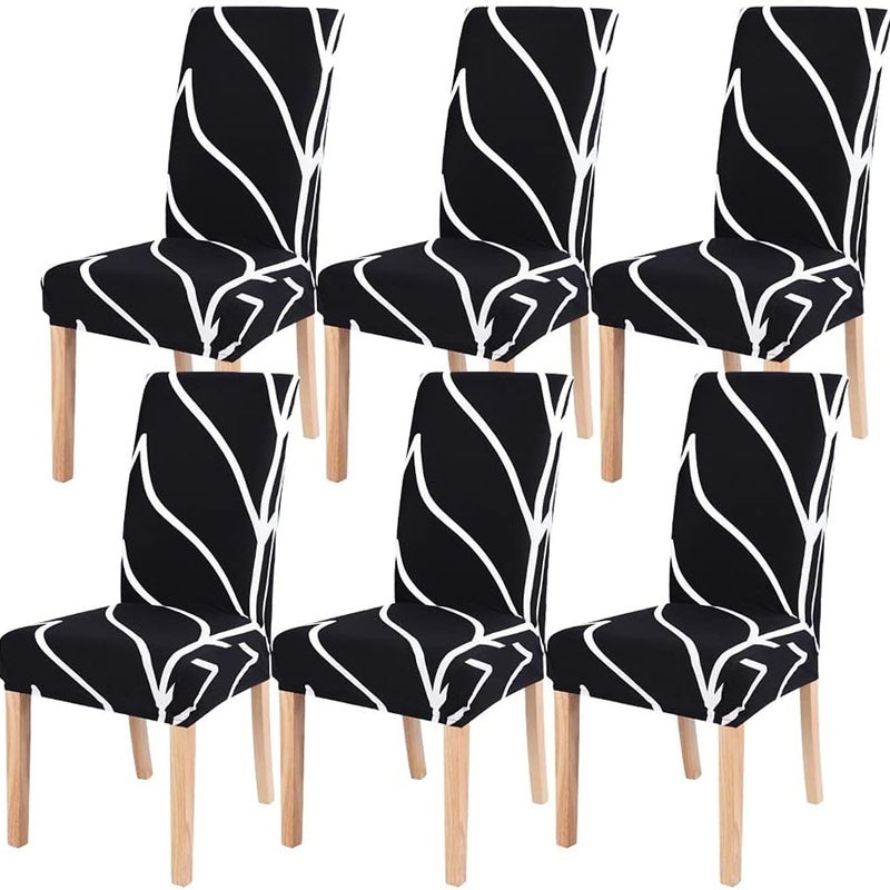 6-pak elastycznych pokrowców na krzesła do jadalni, uniwersalne pokrowce na krzesła, antypoślizgowe pokrowce na krzesła do domu, hotelu, restauracji,