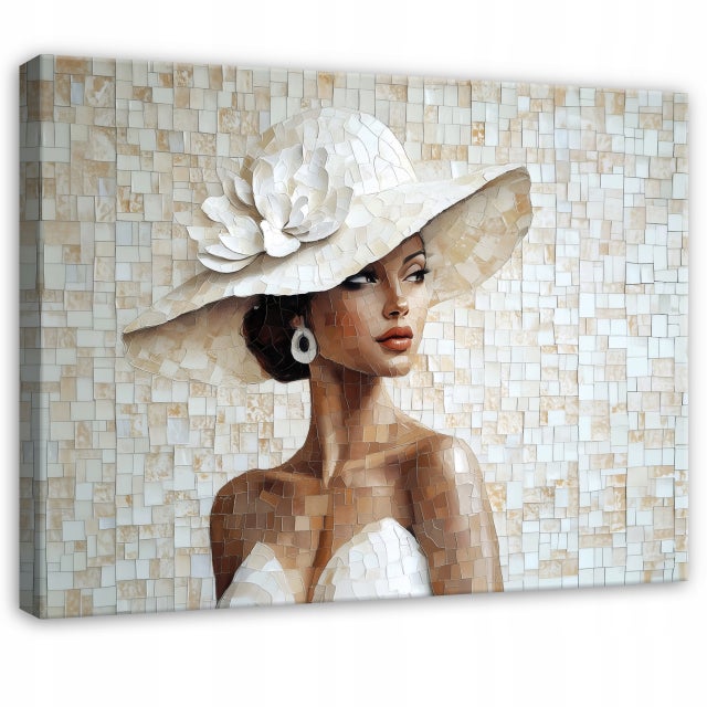 Tableau Décoration Murale Impression Sur Toile Femme Beige Abstrait - 60x40 cm - Tableau Décoration Murale Chambre et salon