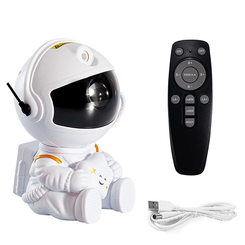Projektor Astronaut, Projektor Gwieździstego Nieba z 7 trybami, Projektor Galaxy z Pilotem, Obrotowy Projektor Nocny 360° dla Dzieci i Dorosłych