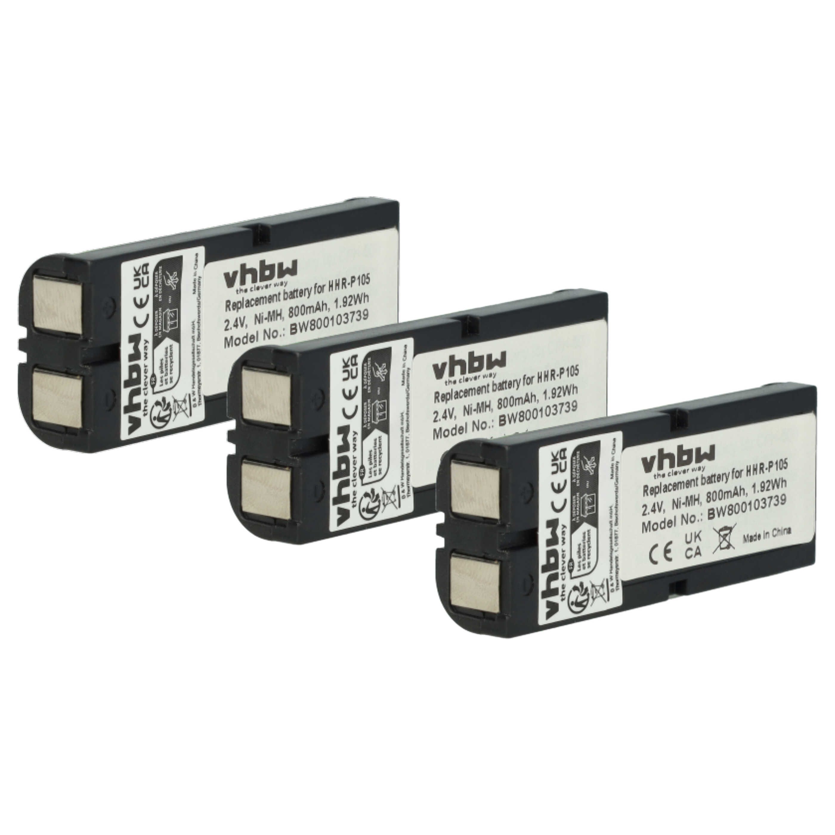 Vhbw 2x batteria compatibile con Panasonic KX-TG2344BP, KX-TG2346, KX Vhbw 2x batteria compatibile con Panasonic KX-TG2344BP, KX-TG2346, KX