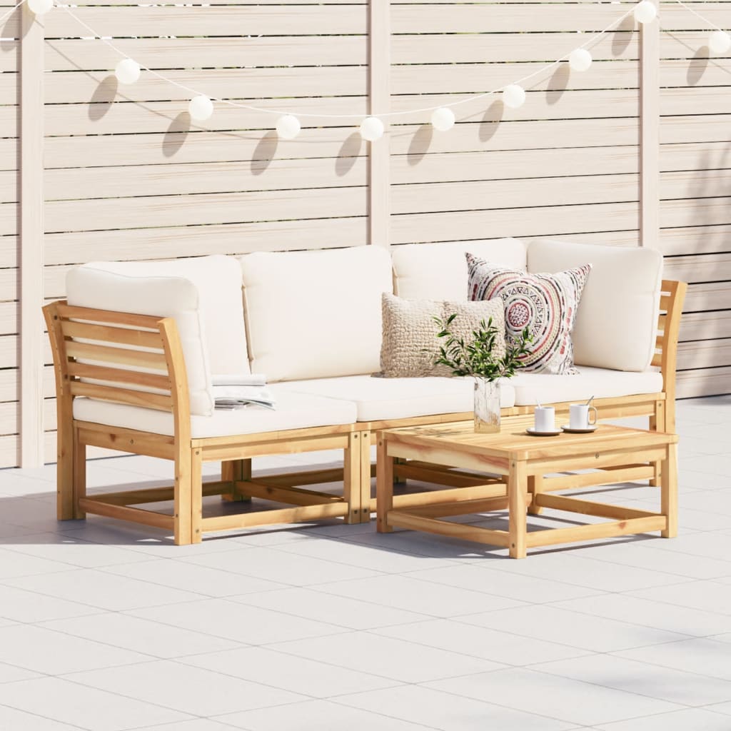 Salon bas de jardin en bois Marron 5 personnes - 3