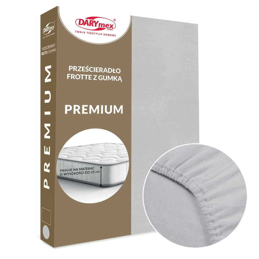 Prześcieradło frotte z gumką 160 x 200 kolor popiel PREMIUM - Darymex