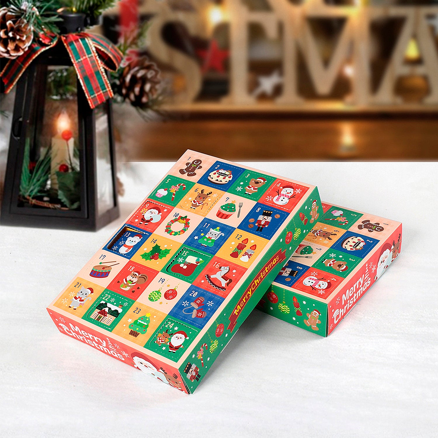 Set 24 Scatole Regalo Di Natale – Babbo Natale, Pupazzo Di Neve, Renna Ed Elfo – Ideali Per Calendario Avvento E Piccoli Pensieri