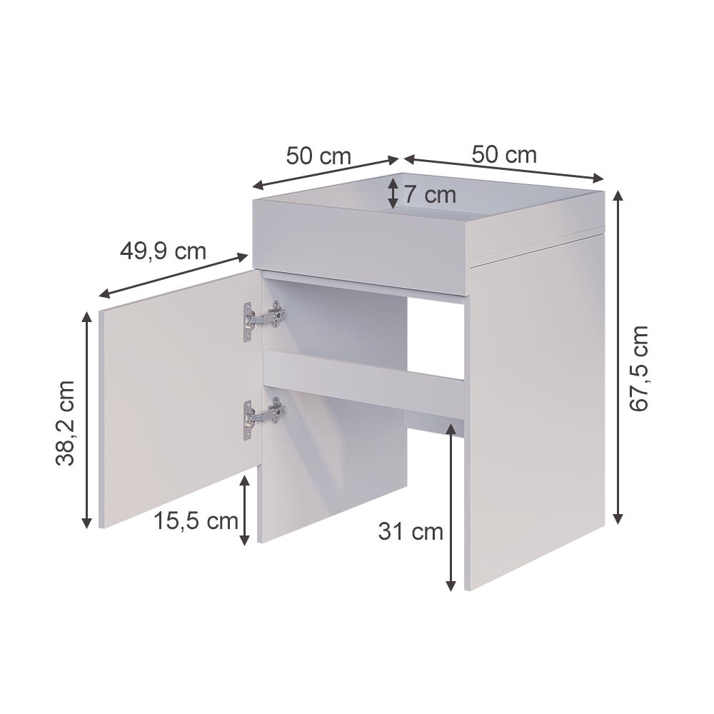 Vicco Armoire pour aspirateur robot Dustin, Blanc, 50x67.5cm avec 1 porte - 2