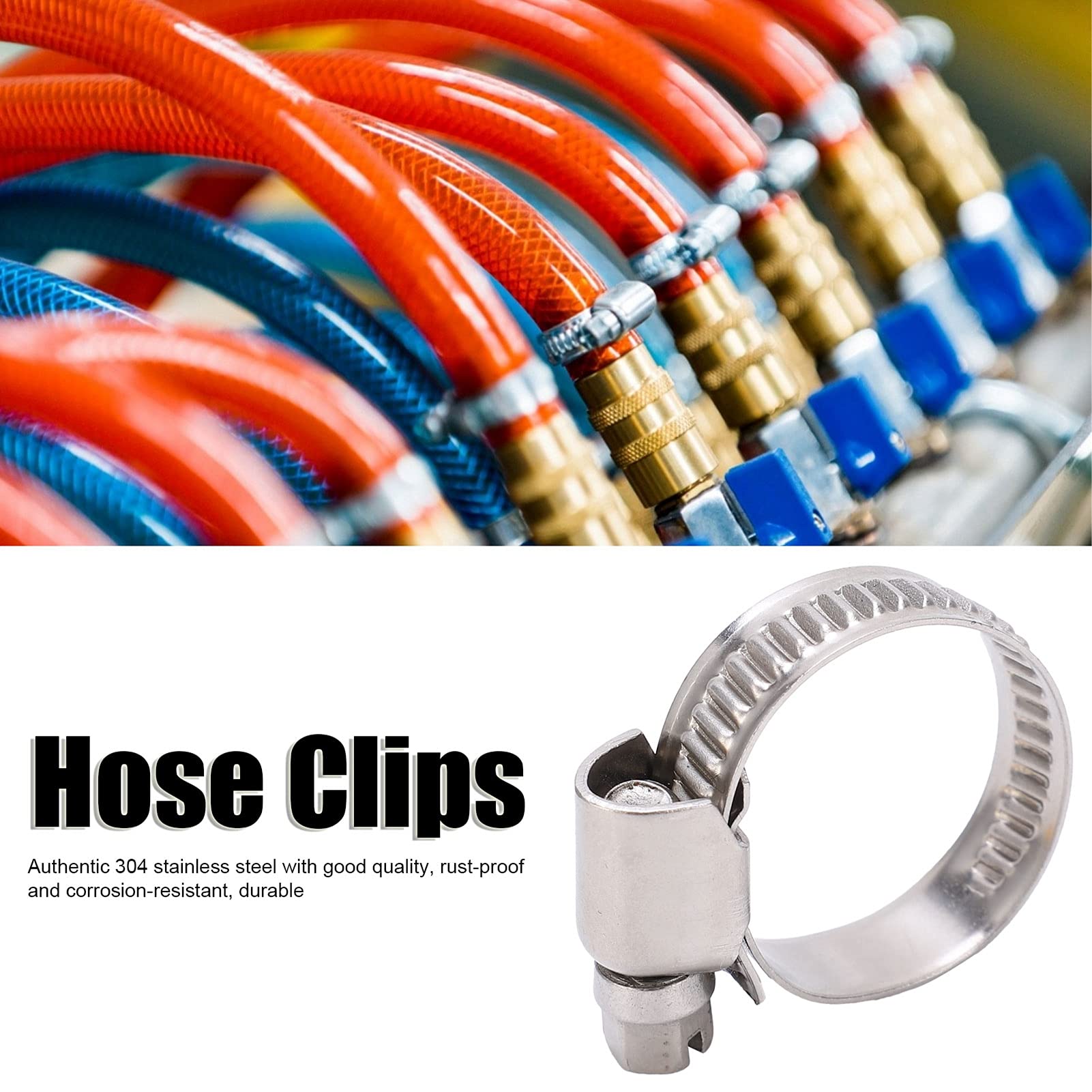 COLLIERS DE SERRAGE POUR TUYAU FLEXIBLE EN ACIER INOXYDABLE 304 DE STYLE ALLEMAND 14-27MM - 6