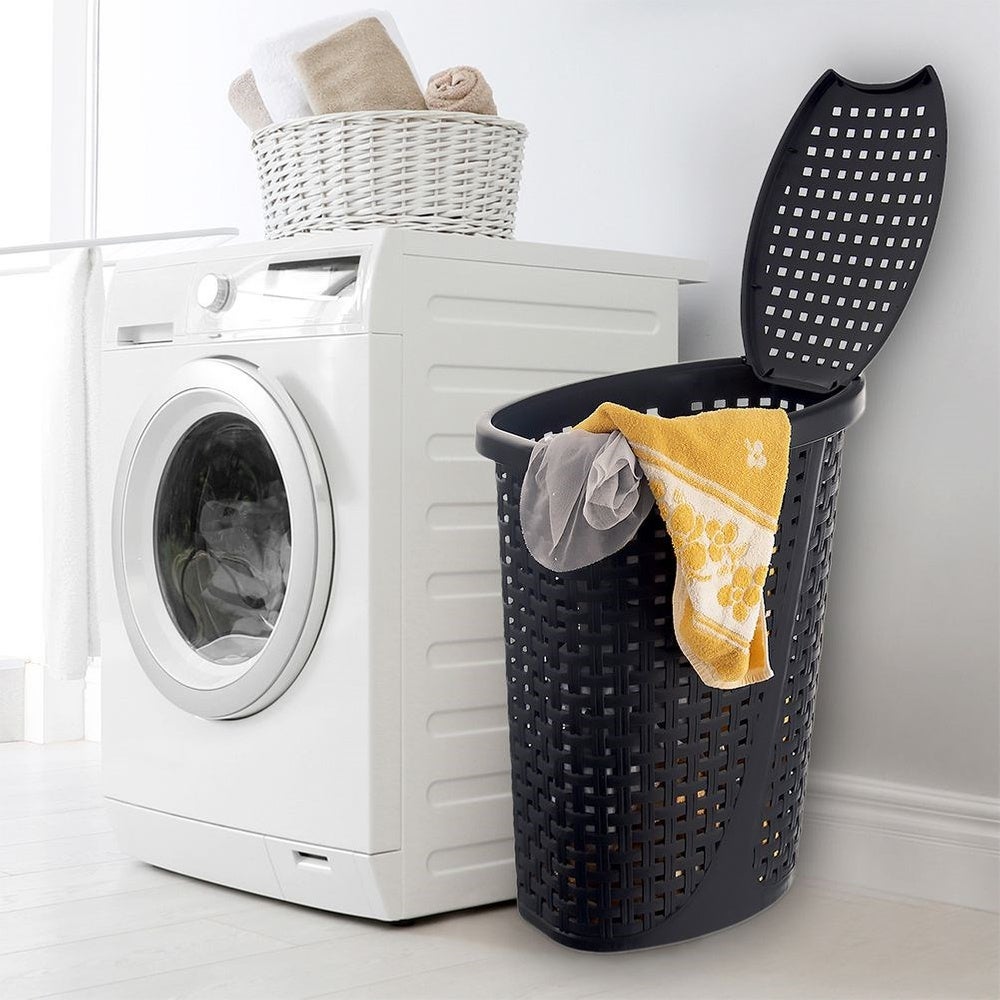 Kosz na pranie plastikowy czarny 45 l - 2
