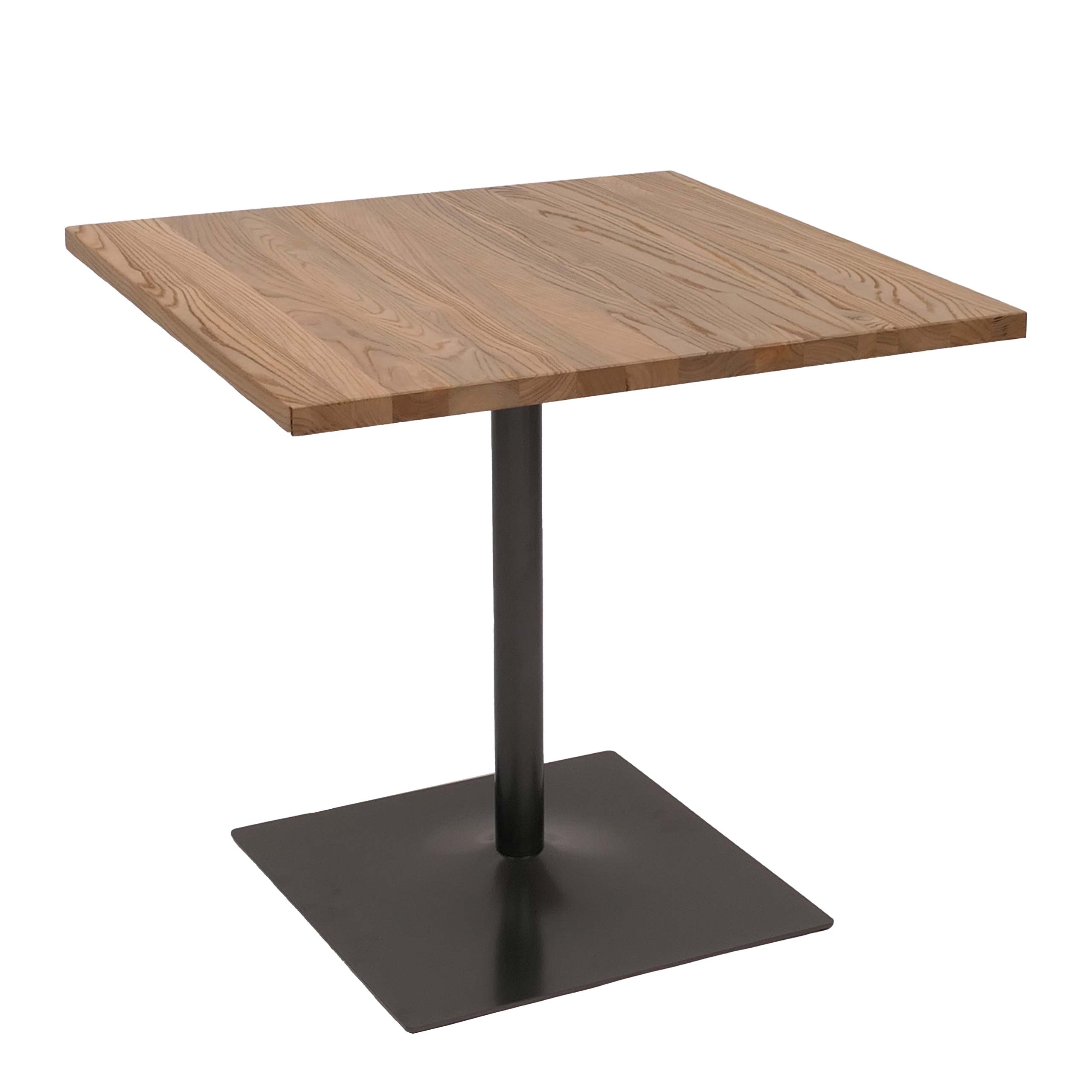 Stolik bistro HWC-H10, stolik barowy, przemysłowy stolik gastronomiczny z drewna wiązowego z certyfikatem MVG 75x80x80cm ~ jasnobrązowy