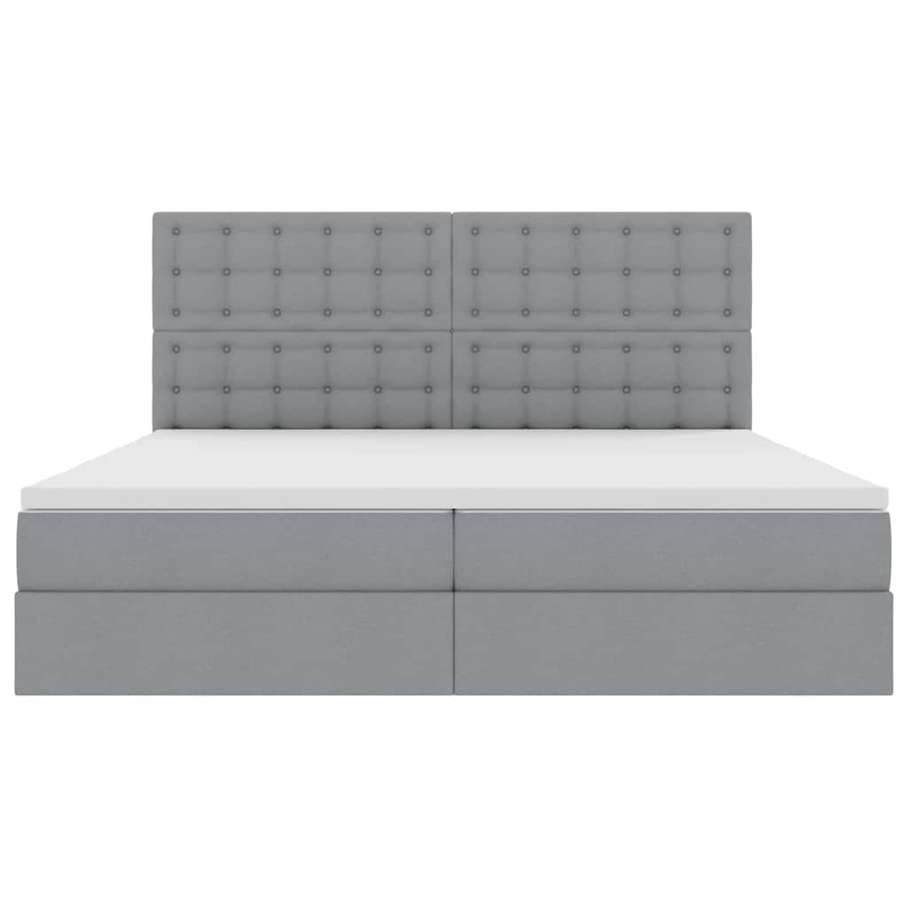Lit avec rangement et matelas gris clair 200 x 200 cm tissu - 7