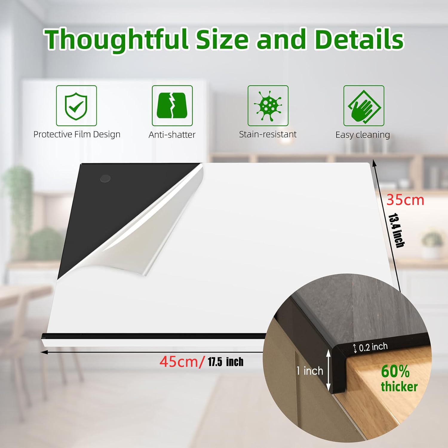 Planche à découper antidérapante, planche à découper de cuisson, planche à découper les légumes, planche à découper en acrylique, sans BPA - 4