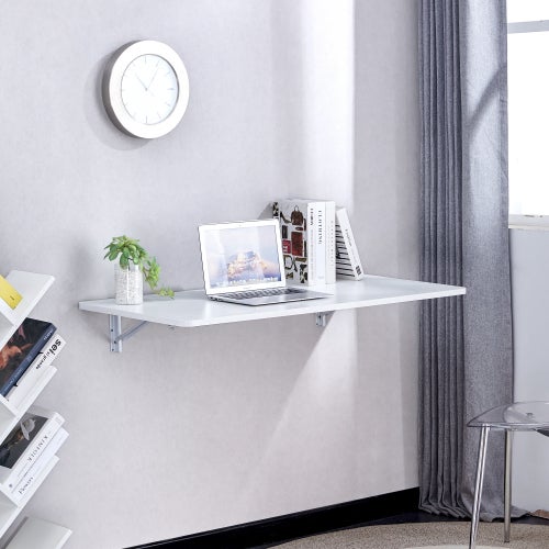 Table Pliante Murale Rabattable Gain de Place 114x56 cm pour Buanderie, Cuisine et Bureau blanc - 5