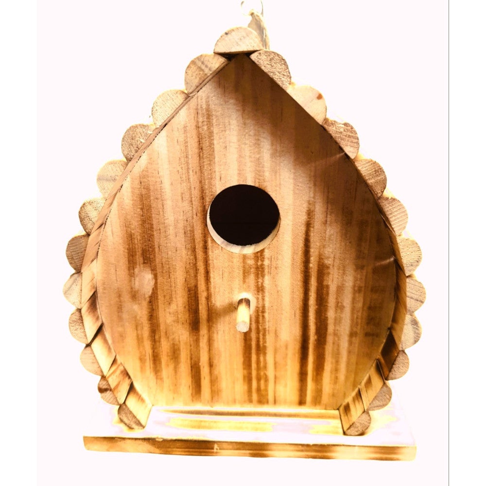 Nichoir pour oiseaux 16 x 12.5 x 19.5 cm en bois flammé nature - 3