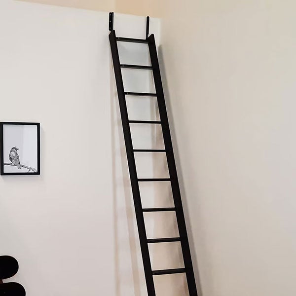 Echelle de meunier rabattable Noir RAL 9005 10 marches - Hauteur de sol à sol 2,37m - EC-MEZZ-RAB-N-10 - 6